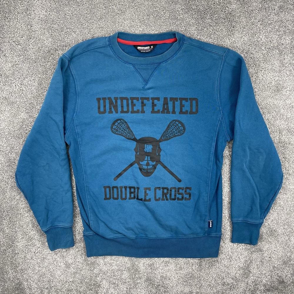 Undefeated Sweater Mens Medium Blue Double Cross Crew Neck Long Sleeve